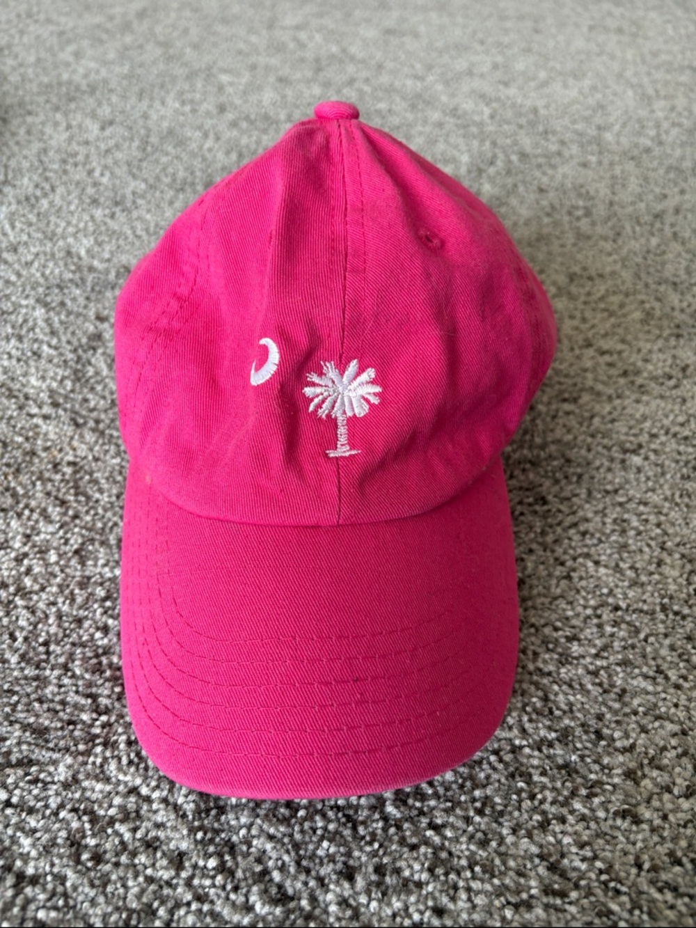 Charleston Pink Palm Embroidered Baseball Cap